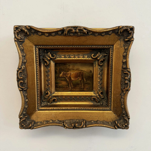 Dipinto olio fattoria rustica