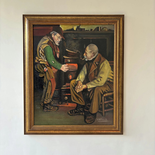 Elegante dipinto olio - ad,
