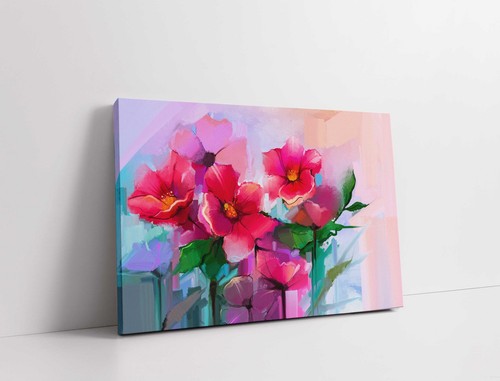 Quadro fiori astratto - rosso, e