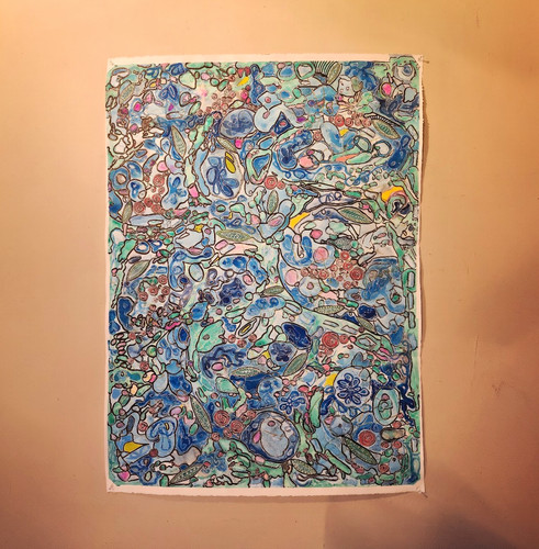 Big blue quadro - blue, acquerello