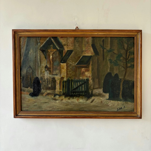 Dipinto olio paesaggio urbano