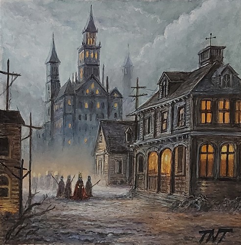 Quadro acquerello casa - , gotica
